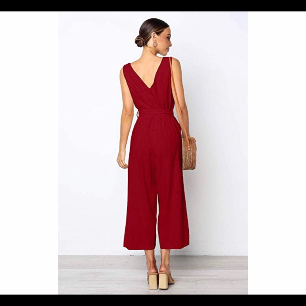 🆕 High Waist Wide Leg Jumpsuit with Pockets - Picture 2 of 3